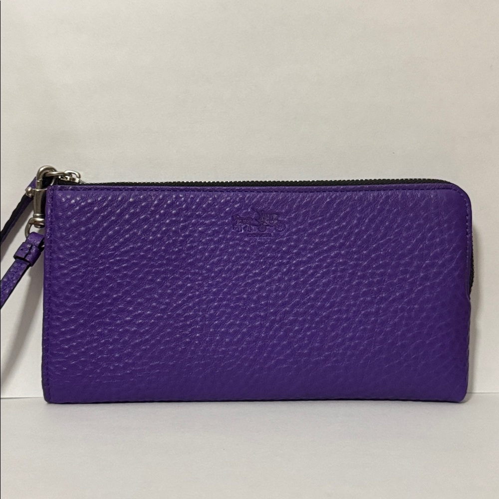 NEW COACH BLEECKER L ZIP WALLET IN PURPLE IRIS - Picture 3 of 15